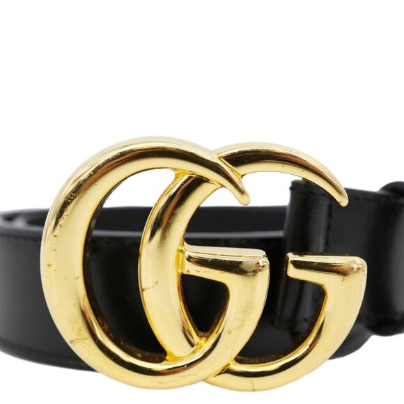 Gucci  GG Buckle Marmont Thin Leather Belt Size 90.36 Black 414516 - Picture 6 of 12